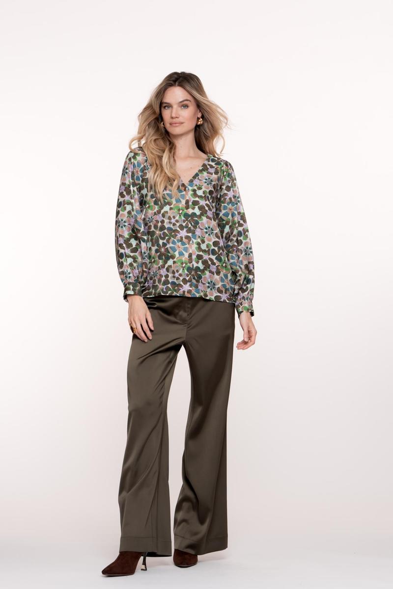 Geisha - Blouse flower green - Afbeelding 1