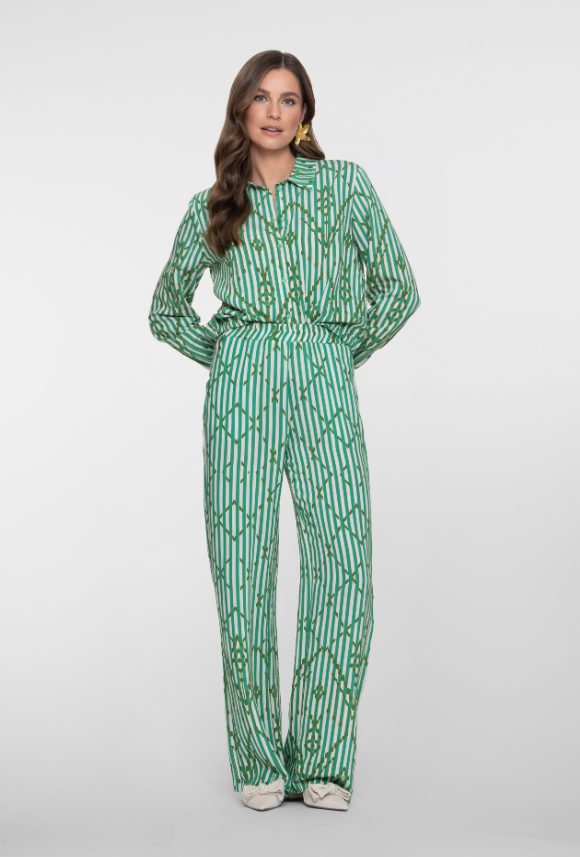 Geisha - Blouse Streep groen - Afbeelding 3