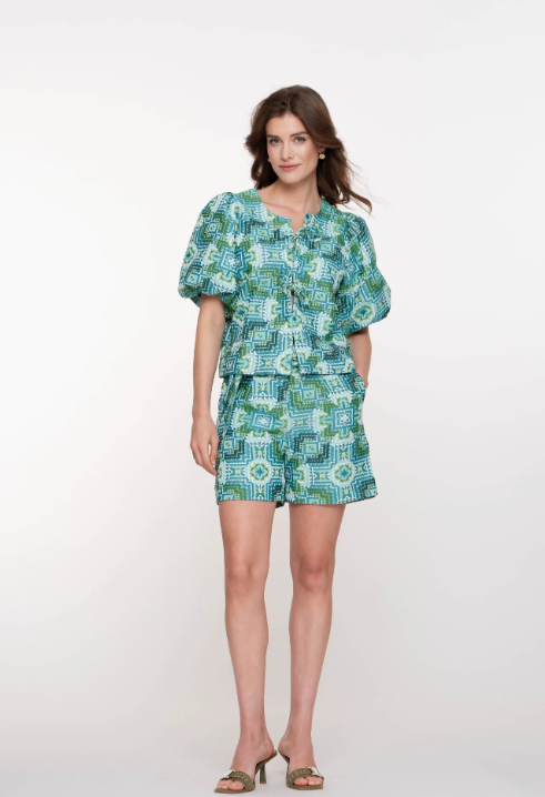 Geisha - Blouse blue green - Afbeelding 1